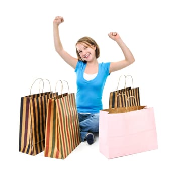 Teenage girl with shopping bags