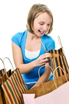 Teenage girl with shopping bags