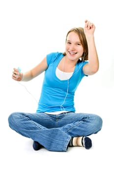 Teenage girl listening to music