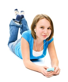 Teenage girl listening to music