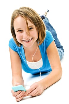 Teenage girl listening to music