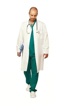 walking doctor on white