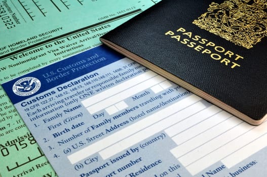 Passport and USA Customs forms.