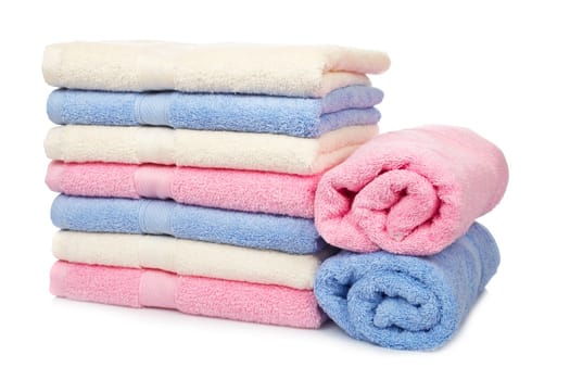Multicolored towels stacked