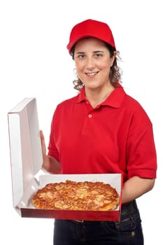 Pizza delivery woman