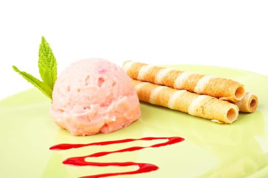 Delicious raspberries ice cream