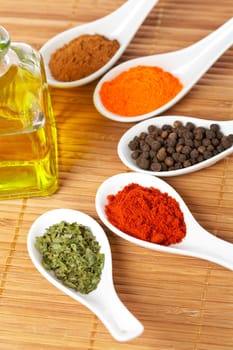Spices and oil bottle