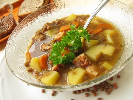 Homemade lentil soup