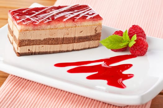 Delicious raspberries cake