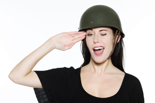 studio shot portrait on isolated white background of a Beautiful Funny Woman expressive