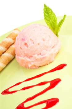 Delicious raspberries ice cream