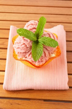 Delicious raspberries ice cream