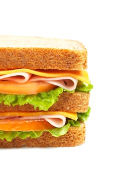 Double ham sandwich with vegetables