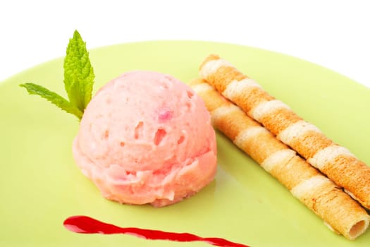 Delicious raspberries ice cream