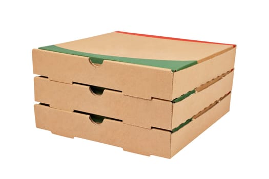 Three pizzas boxes