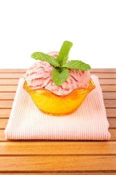 Delicious raspberries ice cream