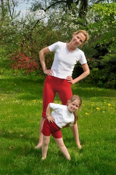 Mother and daughter - training