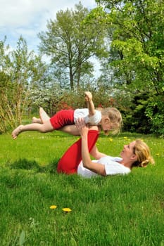 Mother and daughter - training