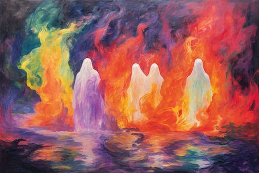 In the realm of fantasy, haunting ghostly apparitions are ethereal beings that exist between the world of the living and the realm of the dead.