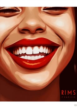 pop woman beauty lipstick young fashion female symbol mouth poster red graphic glamour cosmetic colours background open lip illustration teeth toothpaste. Generative AI.