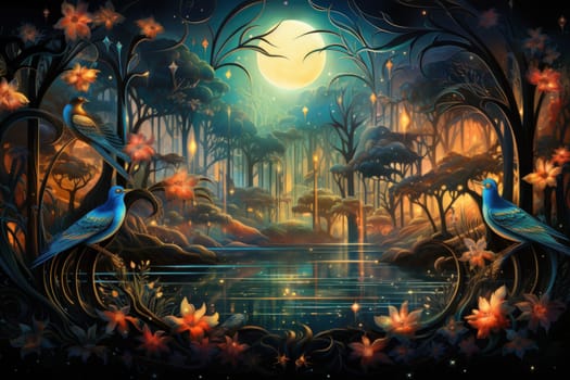 Immerse yourself in the enchanting realm of fantasy with this captivating illustration by a professional visual artist.