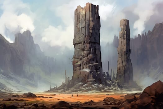 Behold the majestic marvels of the past - ancient stone colossi, towering giants hewn from the very bedrock itself.