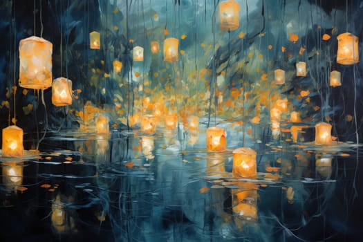 Step into a realm of ethereal beauty, where illuminated spirit lanterns serve as beacons of hope.
