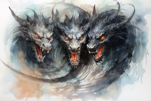 In the realm of fantasy, ferocious shadow dragons dominate the skies, their majestic forms wreathed in darkness.