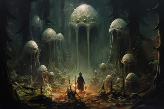 In the realm of fantasy, there exist mystical and enchanting places where giant talking mushrooms thrive in dense forest groves.