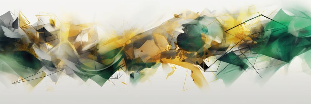 Abstract watercolor artwork mixed with buzzy geometric shapes for background of social media banner generative AI image