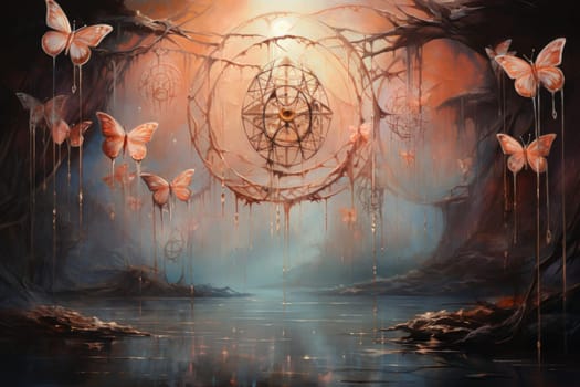 Immerse yourself in the magical realm of fantasy with this enchanting illustration of gossamer-winged dreamcatchers.