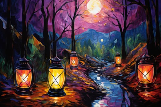 Step into a realm of ethereal beauty, where illuminated spirit lanterns serve as beacons of hope.