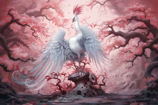 Embark on a mythical journey where ancient phoenixes, with their fiery plumage, rise triumphantly from ashes, embodying the cycle of rebirth and renewal.