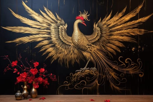 Behold the magnificent gilded phoenixes, radiant beings of myth and legend. With their resplendent feathers of gold and fire, they embody the eternal cycle of rebirth and resurrection.