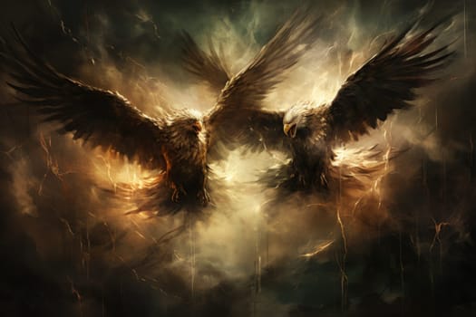 In the realm of fantasy, the skies are home to ferocious thunder hawks, majestic creatures that command the elements.