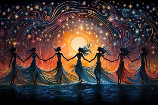 In the realm of fantasy, graceful moonlit dancers captivate with their ethereal movements, perfectly synchronized with the celestial rhythms.