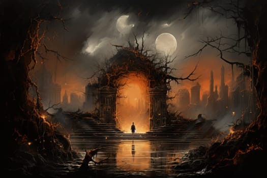 Hidden amidst the ethereal landscapes of fantasy, enigmatic shadow gates stand as enigmatic thresholds to realms concealed in obscurity.