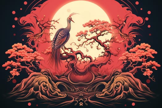 Embark on a mythical journey where ancient phoenixes, with their fiery plumage, rise triumphantly from ashes, embodying the cycle of rebirth and renewal.