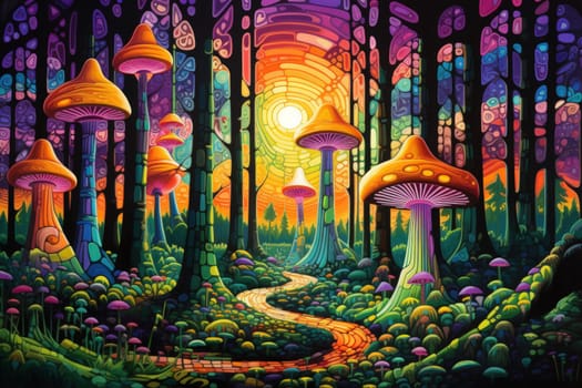 In the realm of fantasy, there exist mystical and enchanting places where giant talking mushrooms thrive in dense forest groves.