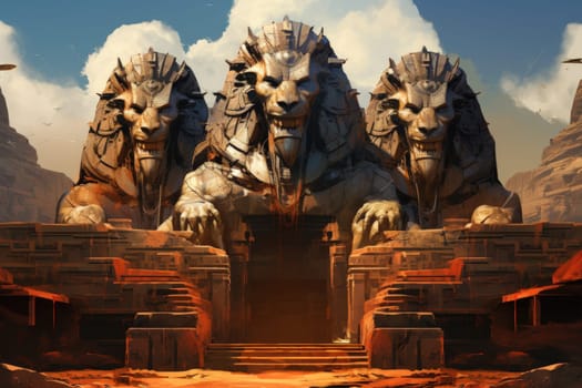 Delve into a realm of mystery and intrigue, where enigmatic sphinxes reign as guardians of ancient secrets.