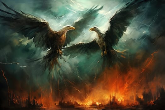 In the realm of fantasy, the skies are home to ferocious thunder hawks, majestic creatures that command the elements.