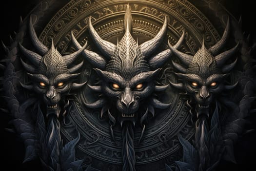 In the realm of fantasy, ferocious shadow dragons dominate the skies, their majestic forms wreathed in darkness.