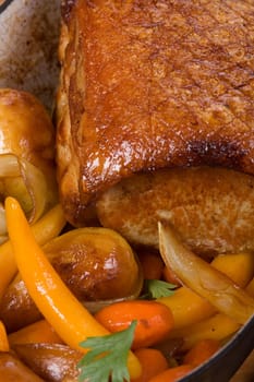 Roast pork close