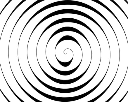 Detail of a black spiral on a white background