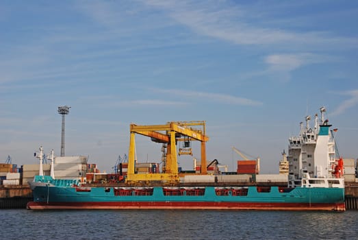 Container ship in the port of Hamburg