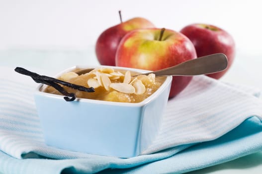 Apple compote in light blue peel