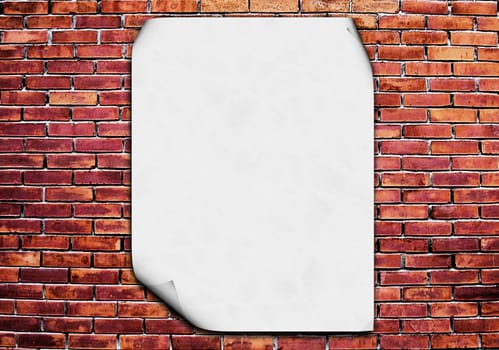 Blank poster on brick wall