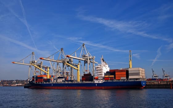 Container ship in the Port of Hamburg