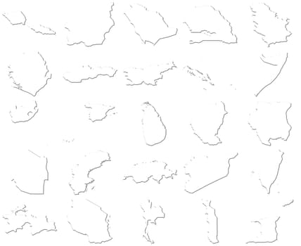 Samoa-Trinidad and Tobago 3D White Maps