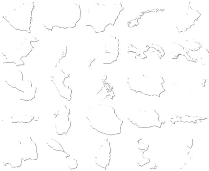 Nicaragua-Saint Vincent 3D White Maps